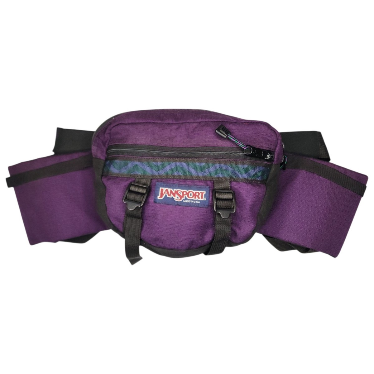 Vintage 90s Jansport Fanny Pack Belt Bag Purple Hiking With Bottle