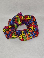 New Women Girls Autism Puzzle Scrunchie Single Hair Tie Large Size