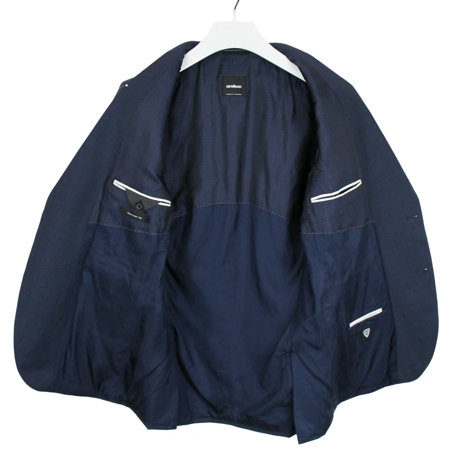 Blazer STRELLSON L-Rick Finest Super 100 Para Hombre GRANDE Lana Formal Sencillo Pecho Foto 4 de 4