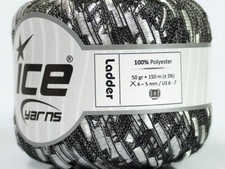 White on Black Ladder ICE Trellis Ribbon Yarn 43042 - 50 Gram 164 Yards
