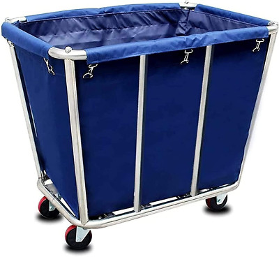 Heavy Duty 10 Bushel Rolling Laundry Cart with Waterproof Lining & Steel Frame