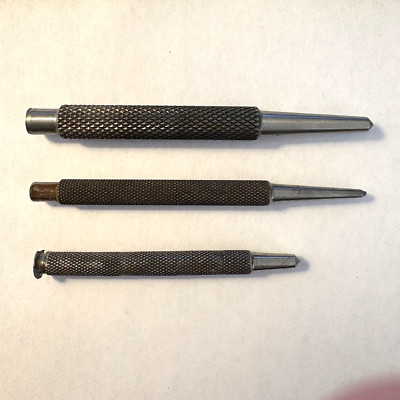 Vintage Lot of (3) Steel Center Punches. Unbranded.