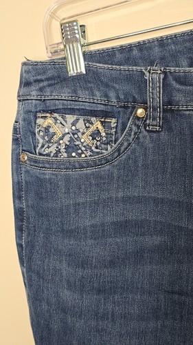 Christopher & Banks Women's Mid Rise Jeans Stretch Rhinestone Pockets Sz 10 - Picture 3 of 12