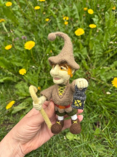 Gnomo 4" ÚNICO Juguete Hecho a Mano Aguja Fieltro Lana Regalo Primavera Hogar - Imagen 8 de 12