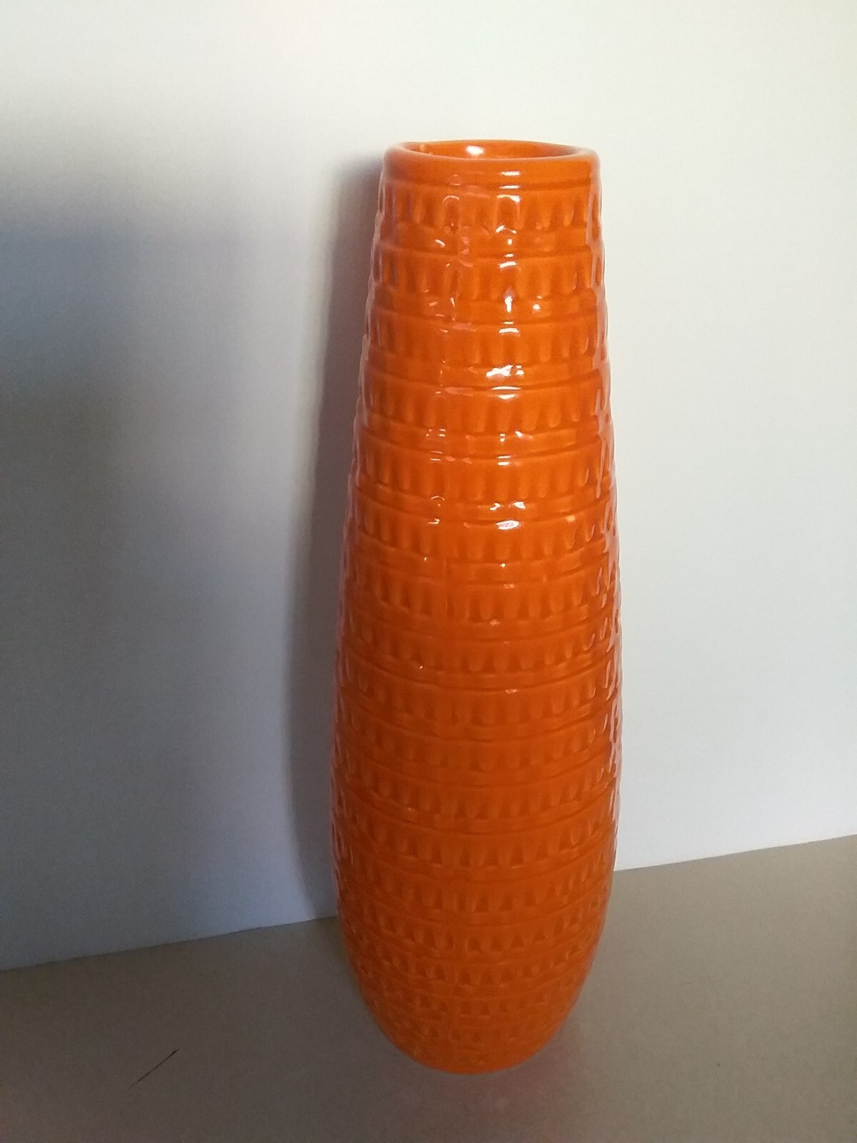 APROPOS HOME COLLECTION ORANGE MID CENTURY MODERN RETRO VASE DIMPLE
