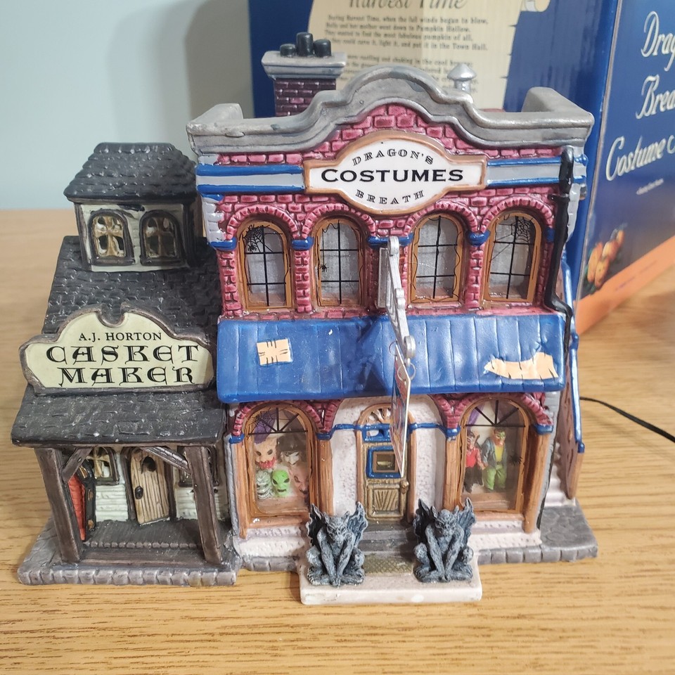 Lemax Spooky Town Halloween Dragon's Breath Costume Shop Porcelain House WORKS eBay