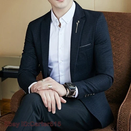 Blazer Slim-FIT Men's Casual Suit New Luxury Jacket Fashion Top - Imagen 5 de 22