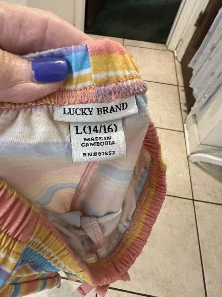 Lucky Brand Girls Multicolor Striped Pajama Bottoms Sz L 14/16 Flame Resistant - Image 4 of 4