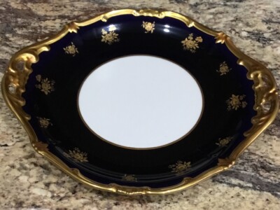 1 GERMAN DEMOCRATIC REPUBLIC ECHT KOBALT WEIMAR 10 BLUE CAKE PLATE 11 1/2 D FIRM