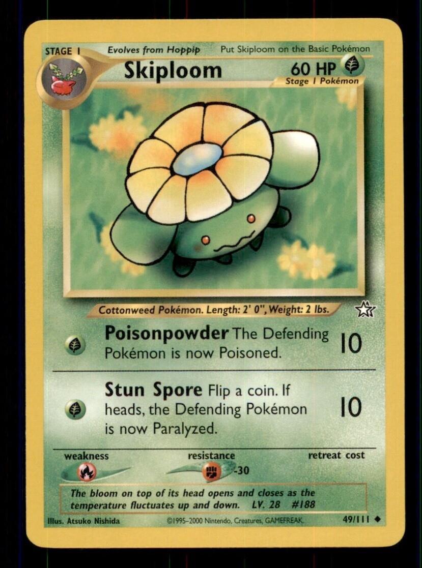 Pokemon Card Skiploom Neo Genesis 49/111 EXCELLENT Non-Holo Uncommon WOTC TCG!!!