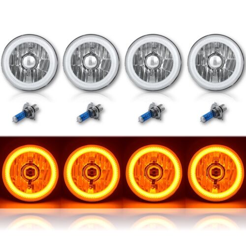 53/4" Amber LED COB SMD Halo Angel Eye Halogen Light Bulbs Metal
