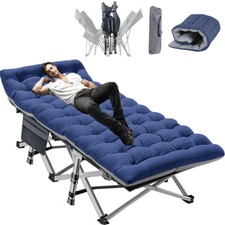 SLSY In/Outdoor Folding Cot Lounge Bed Cots Camping Bed for Sleeping Gray Blue