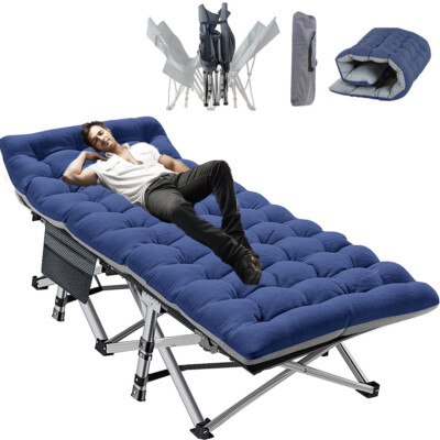 SLSY In/Outdoor Folding Cot Lounge Bed Cots Camping Bed for Sleeping Gray Blue