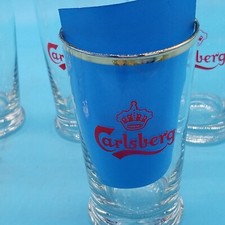 Lot of 6 Collectible Vintage Carlsberg Beer 12 oz Glass