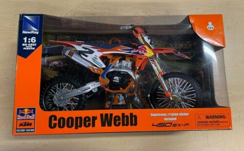 Bicicleta modelo de juguete Newray Cooper Webb FACTORY KTM 450 1:6 Die-Cast Motocross MX - Imagen 3 de 6