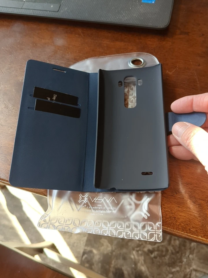 Vena Wallet Phone Case Oxford Blue vSuit Pattern For LG G Flex 2 - Image 4 of 4