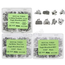 Set 50 tubi buccali ortodontici dentali monoblocco Roth MBT 022 1° 2° molare