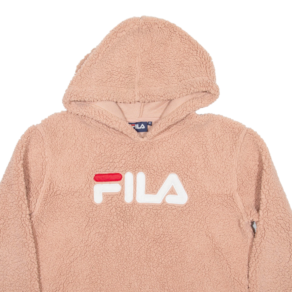 FILA Cropped Fleece donna rosa felpa con cappuccio UK 12