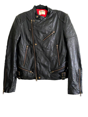 Zadig & Voltaire Lamb Leather Cafe Racer Moto Jacket Men's Small Women's Medium