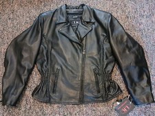 Leather King Motorcycle Jacket Black Womens 3xl Biker Buffalo Vintage New W Tags