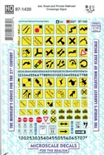 HO Scale Microscale 87-1430 Assorted Road Railroad Crossings Signs Decal Set
