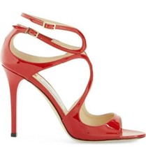NIB Jimmy Choo Red Patent Leather Lang Sandals Authentic MSRP 895