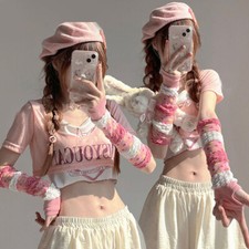 Air-conditioning Cotton Sleeves Cute Arm Cover Arm Sleeves Puff Sleeves Pink Y2K