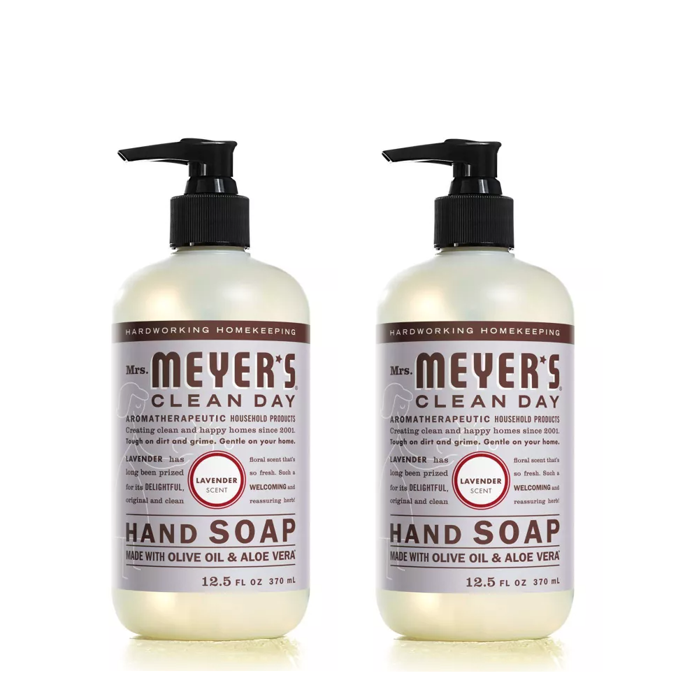 Mrs Meyers Lavender Scent Hand Soap 12.5oz 2-Pack Olive Oil Aloe