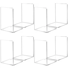 Clear Acrylic Bookends with 24 Non-Slip Mats Book Organizer for Office