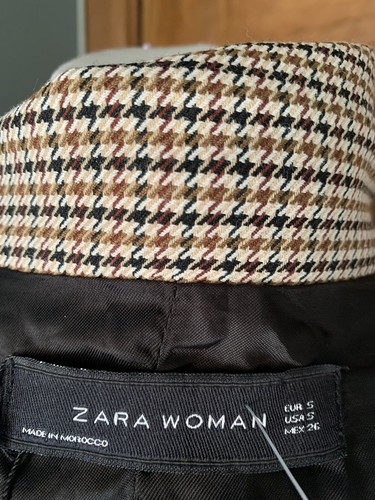 Zara Woman Black / Brown Houndstooth Jacket Size S - Picture 13 of 15