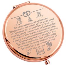 Daughter Wedding Gift from Mom Dad Rose Gold Compact Makeup Mirror for Bride ...