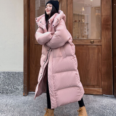 Winter Womens Duck Down Coat Long Puffer Jacket Overcoat Hooded Warm Outwear