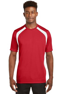 Sport-Tek T478 Mens Short Sleeve Dry Zone Colorblock Crew Neck