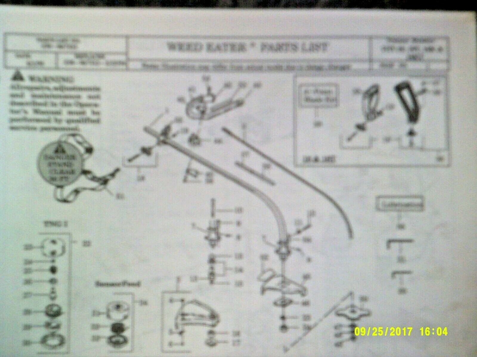 Vintage Weed Eater Trimmer Models GTI18 / 18T / 18K / 18KT Parts List