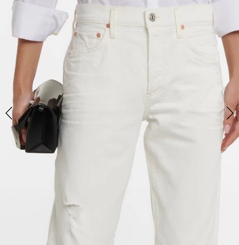 Citizens of Humanity EMERSON BOYFRIEND Ivory Button Fly Frayed Hem Jeans-Sz 24