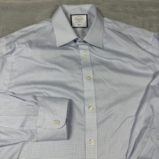 Charles Tyrwhitt Shirt Mens 17.5-34 White Check Non Iron Classic Fit Button Down