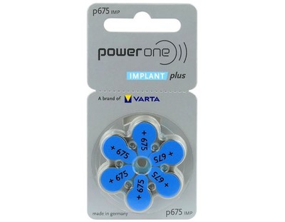 Power One Implant Plus Hörgerätebatterien 6er Blister PR44 Blau