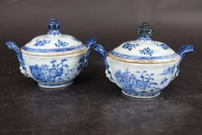 Chinesische Exportterrinen Paar kleine blau &...