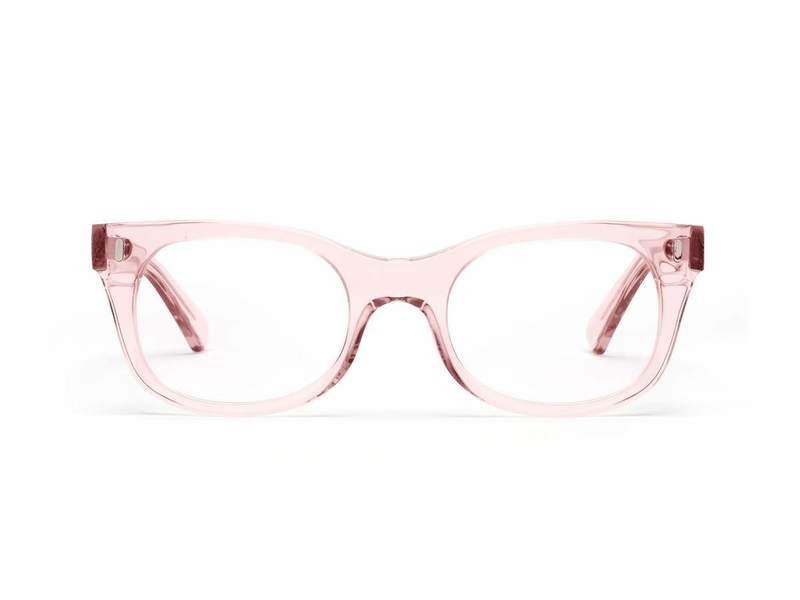 NIB CADDIS THE BIXBY READING GLASSES FRAME POLISHED CLEAR PINK 0.00