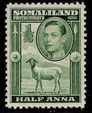 SOMALILAND PROTECTORATE GVI SG93, &frac12;a green, M MINT.