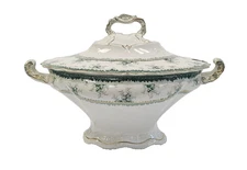 John Maddock & Sons England Hamilton Green Transferware 10 Cup Oval Soup Tureen