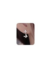 Tiny Butterfly Earrings for Women Dainty Silver Stud Earrings 2 Butterfly Pendan