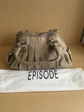 Episode Leather Handbag with Pleat Detail in Taupe Excellent Condition 