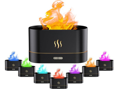 Flame Essential Oil Diffuser, Upgrade 7 Colour Lights Aromatherapy Diffuser, ...