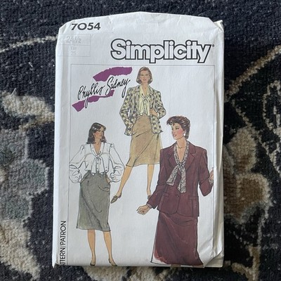 Skirt Suit Jacket Blouse Sewing Pattern Work Career Vtg 80s Phyllis Sidney Uncut