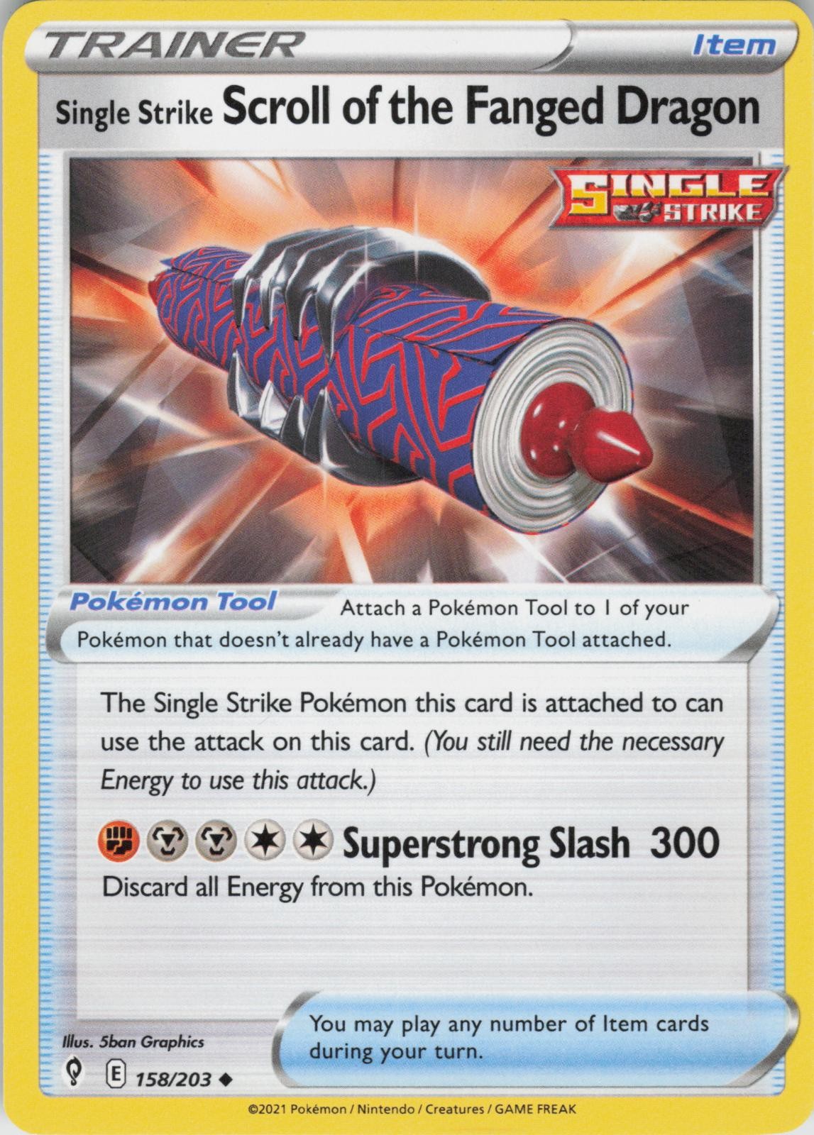 Single Strike Scroll of the Fanged Dragon 158/203 Evolving Skies Pokemon NM