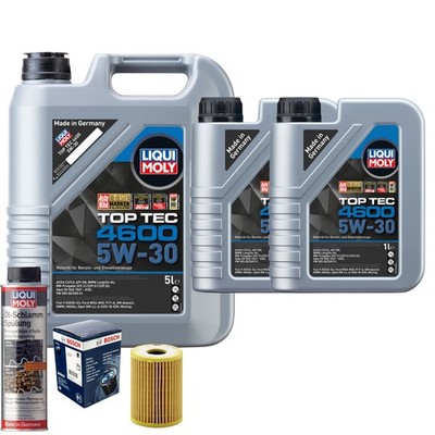 Motoröl 5W30 LIQUI MOLY Top Tec 4600 7L+BOSCH Ölfilter +Ölschlammspülung