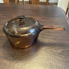 Vision Corning Ware 1.5L Amber Glass Saucepan w Lid USA Pyrex V-1.5-C Vintage