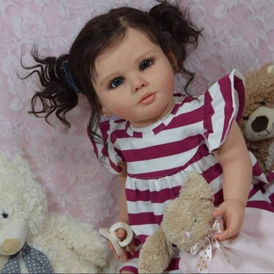 28'' Lifelike Reborn Baby Doll Toddler Girl with Hand-Rooted Hair Cloth Body Gift