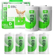 EBL  C D Rechargeable  Battery Ni-MH 1.2V Batteries 500Omah-1000Omah Lot